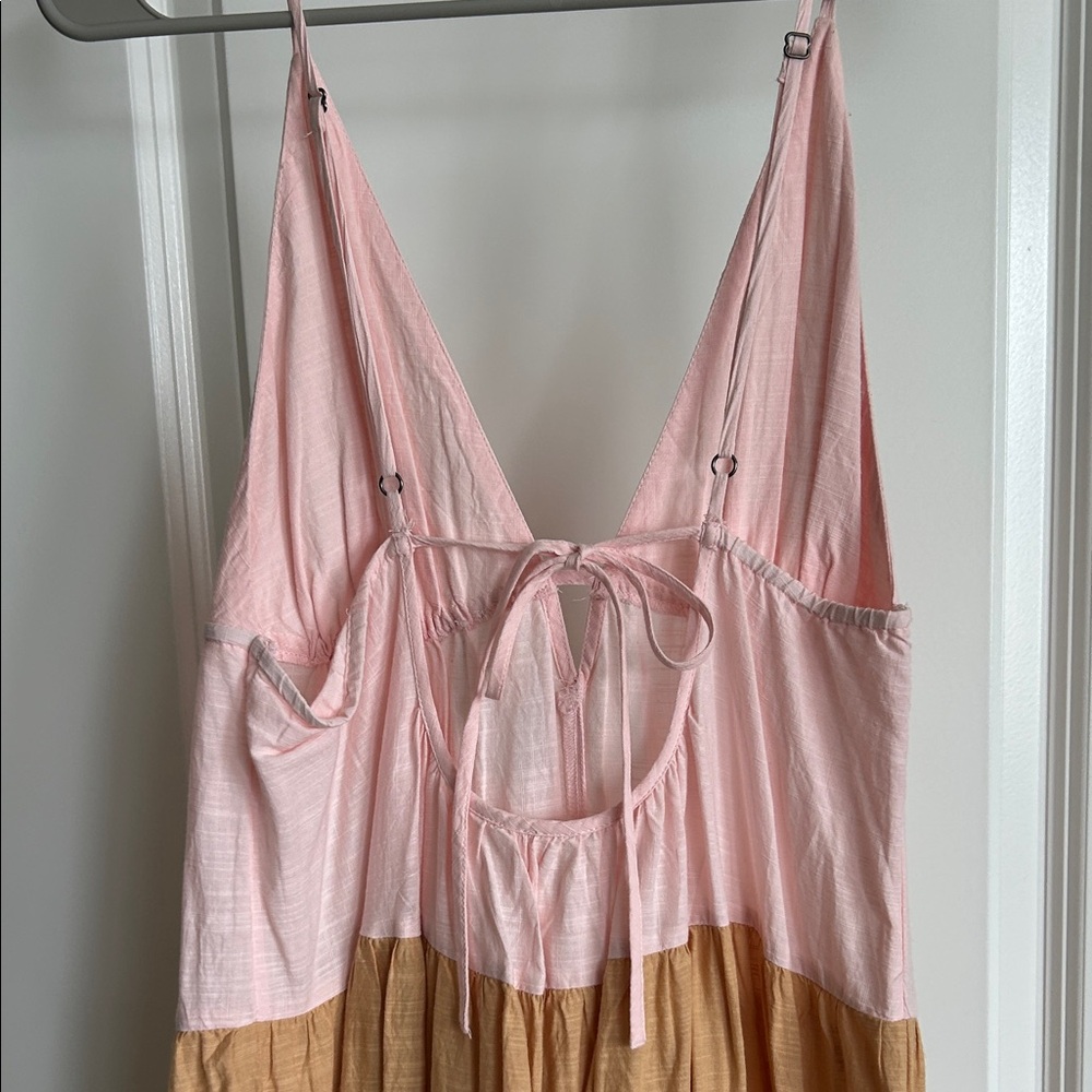 Anthropologie Pink and Brown Tiered Maxi Dress - Picture 2 of 2